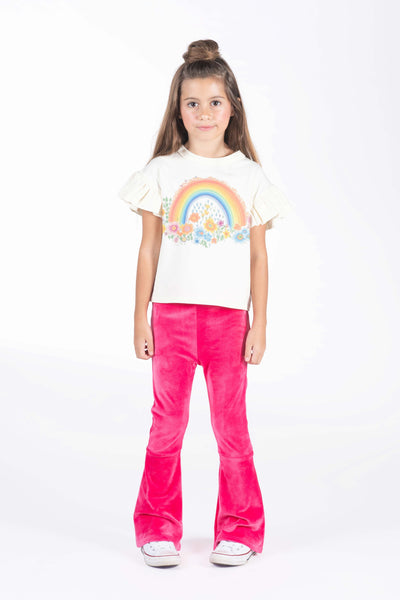 Rock Your Baby Rainbows And Flowers T-Shirt Short Sleeve T-Shirt Rock Your Baby 