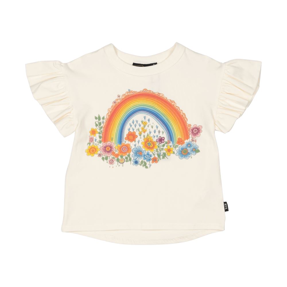 Rock Your Baby Rainbows And Flowers T-Shirt Short Sleeve T-Shirt Rock Your Baby 
