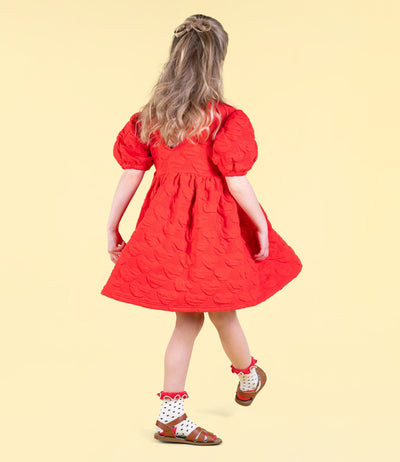 Rock Your Baby - Red Heart Puff Sleeve Dress Short Sleeve Dress Rock Your Baby 