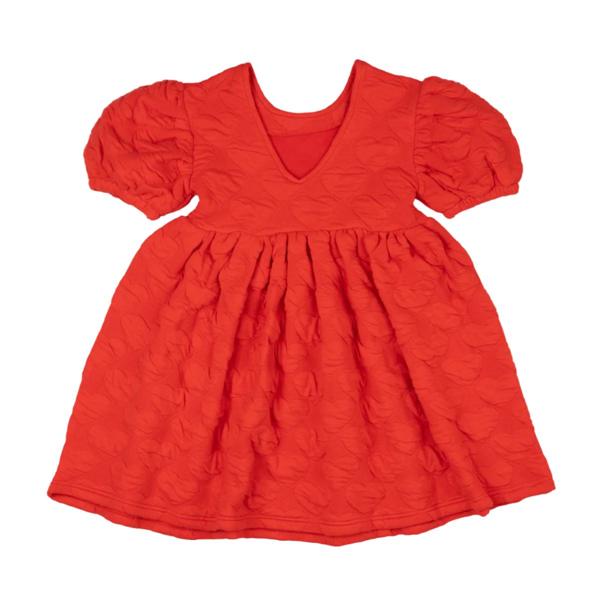 Rock Your Baby - Red Heart Puff Sleeve Dress Short Sleeve Dress Rock Your Baby 