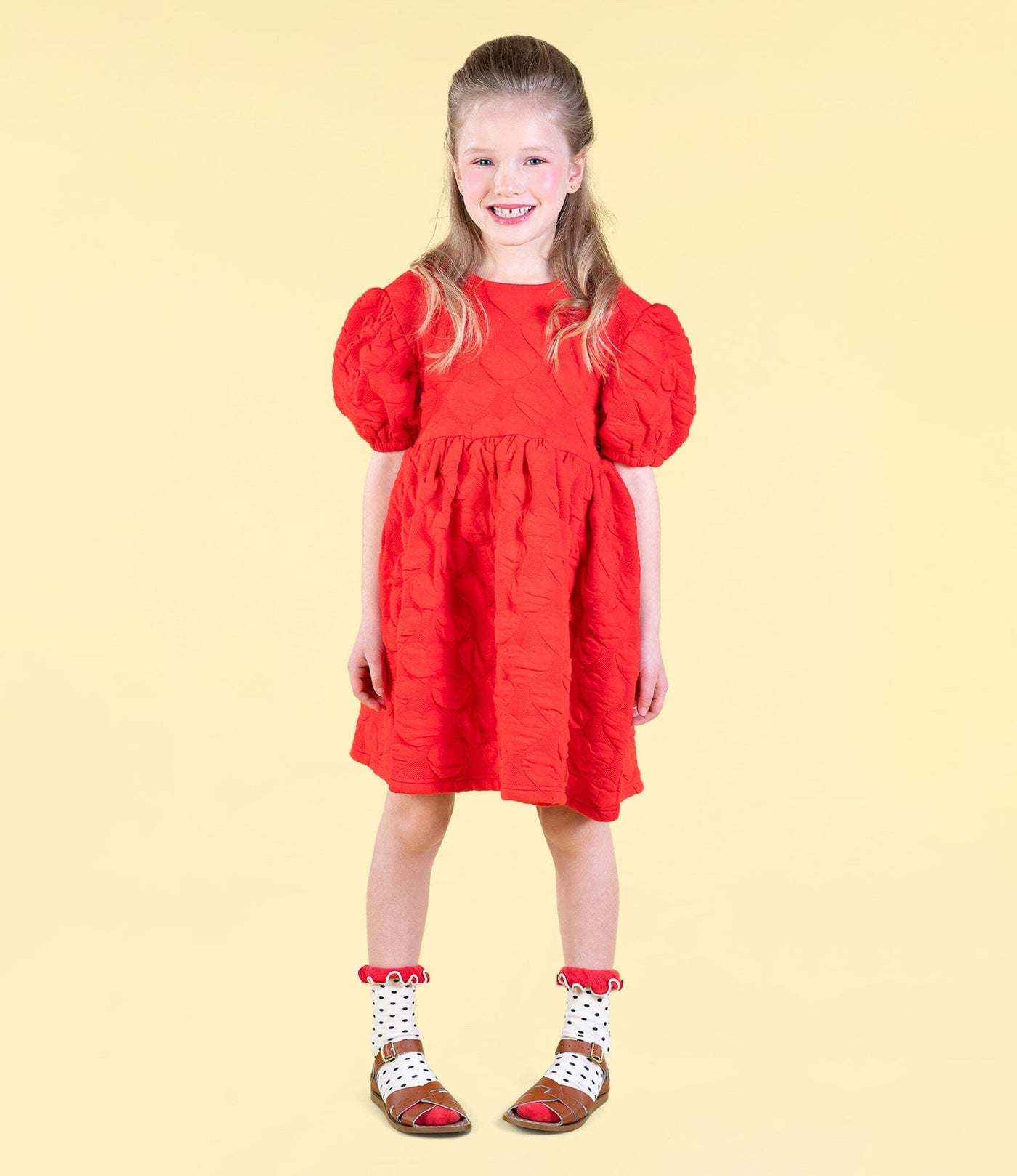 Rock Your Baby - Red Heart Puff Sleeve Dress Short Sleeve Dress Rock Your Baby 