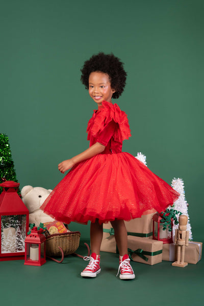 Rock Your Baby - Red Velvet Sparkle Party Dress Tutu Dress Rock Your Baby 