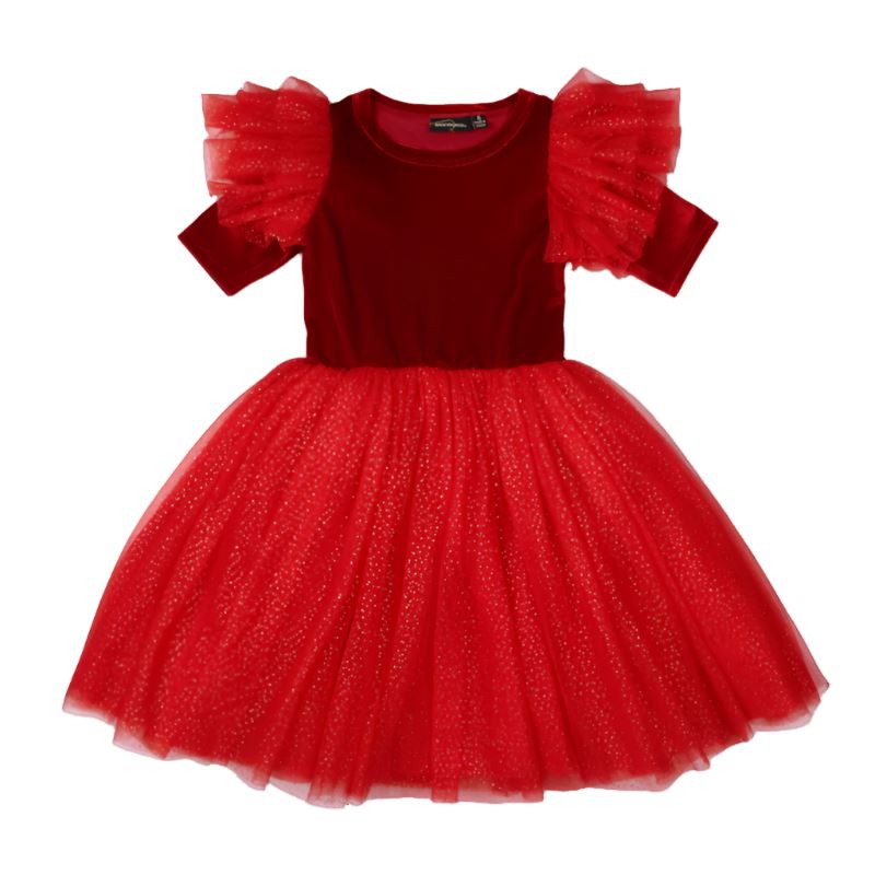 Rock Your Baby - Red Velvet Sparkle Party Dress Tutu Dress Rock Your Baby 