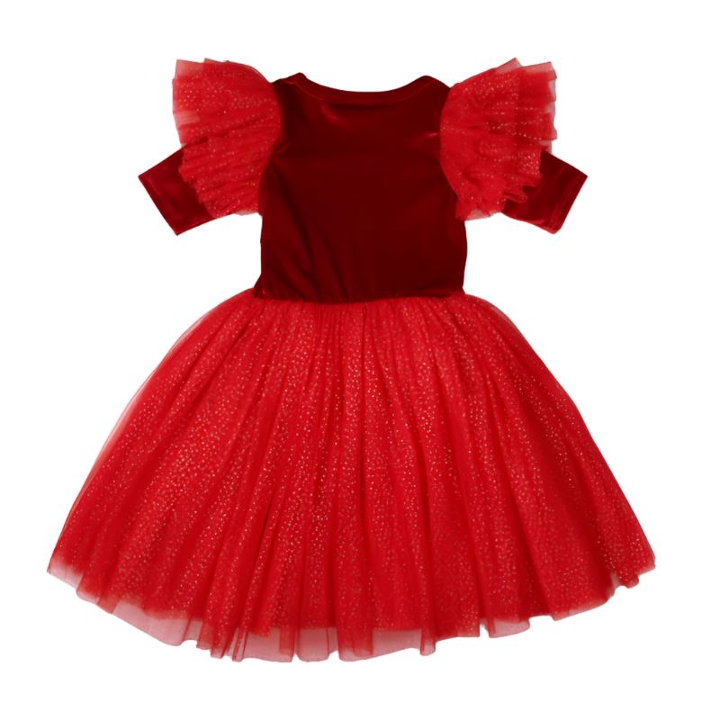 Rock Your Baby - Red Velvet Sparkle Party Dress Tutu Dress Rock Your Baby 