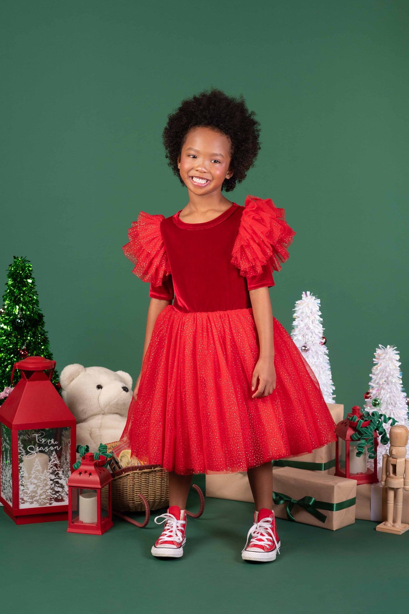 Rock Your Baby - Red Velvet Sparkle Party Dress Tutu Dress Rock Your Baby 