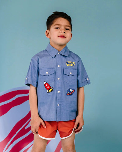 Rock Your Baby - Rocket Chambray Short Sleeve Shirt Short Sleeve Shirt Rock Your Baby 