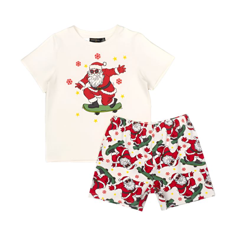 Rock Your Baby - Santa Skate Pj Set Short Sleeve Pyjamas Rock Your Baby 