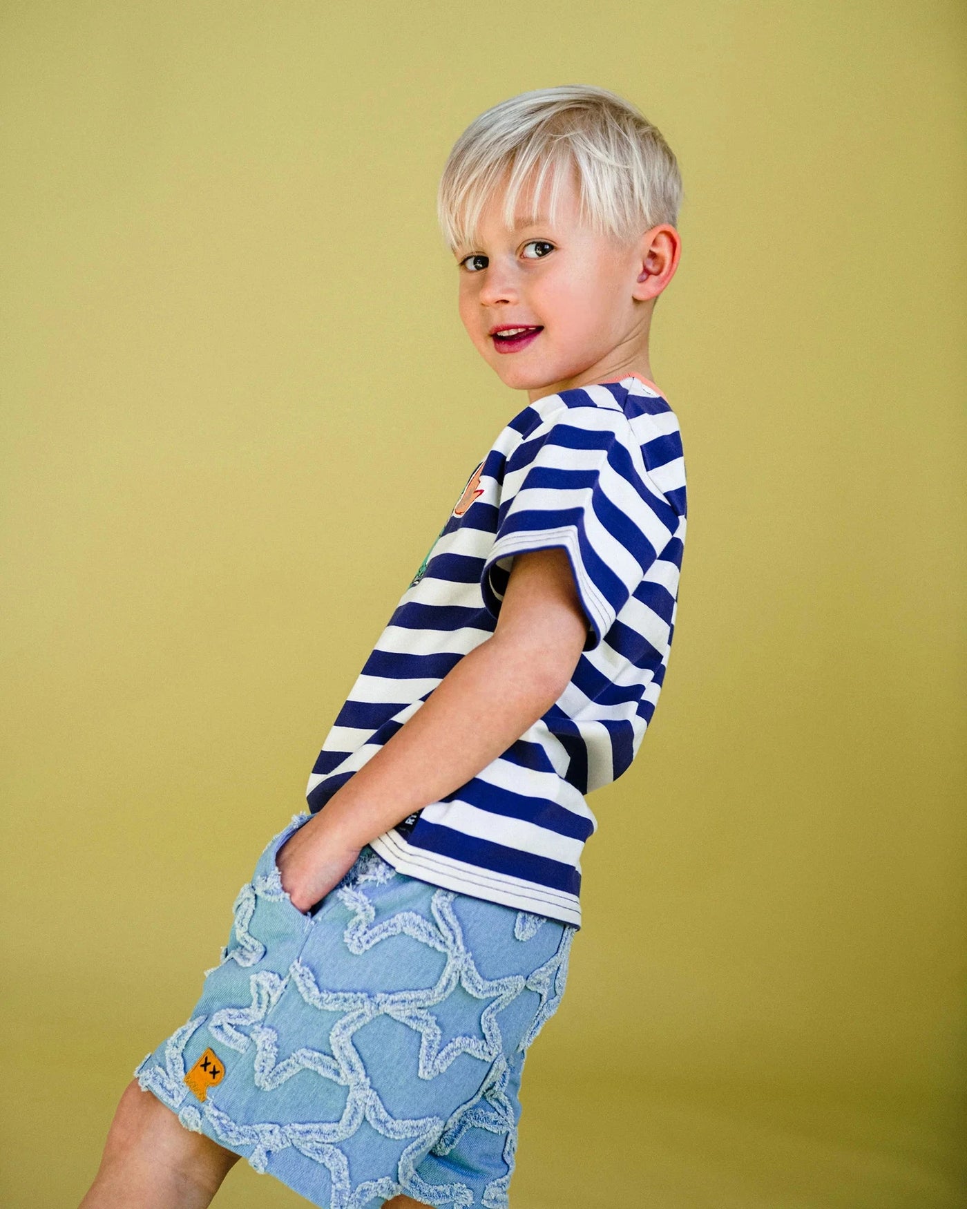 Rock Your Baby - Scoota-saurus Stripe T-Shirt Short Sleeve T-Shirt Rock Your Baby 