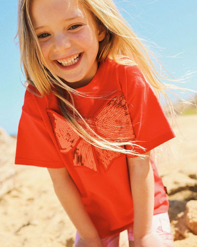 Rock Your Baby - Sequin Bow Short Sleeve T-Shirt - PREORDER Short Sleeve T-Shirt Rock Your Baby 