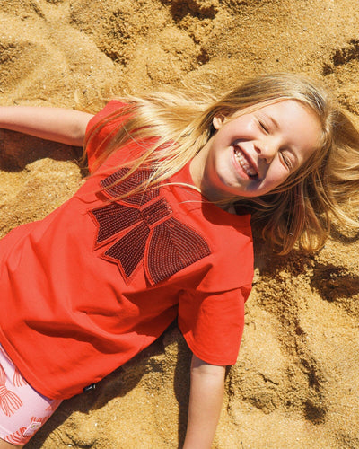 Rock Your Baby - Sequin Bow Short Sleeve T-Shirt - PREORDER Short Sleeve T-Shirt Rock Your Baby 