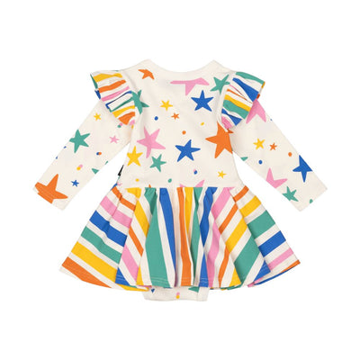 Rock Your Baby Stars & Stripes Baby Waisted Dress Long Sleeve Dress Rock Your Baby 