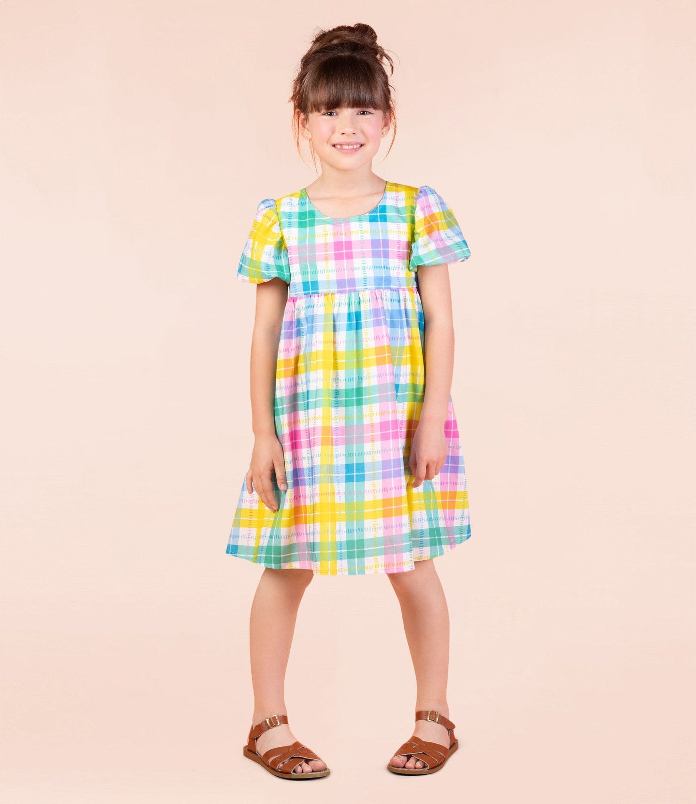 Rock Your Baby - Summer Time Plaid Puff Sleeve Dress Short Sleeve Dress Rock Your Baby 