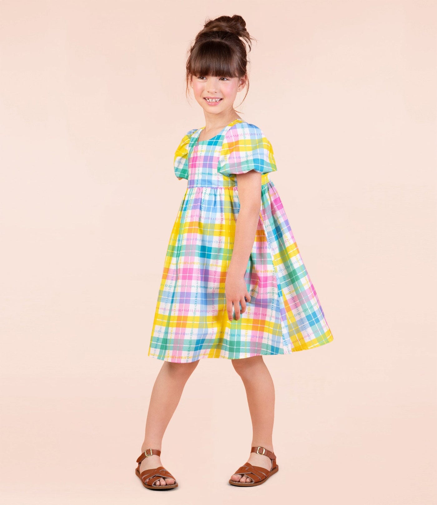 Rock Your Baby - Summer Time Plaid Puff Sleeve Dress Short Sleeve Dress Rock Your Baby 