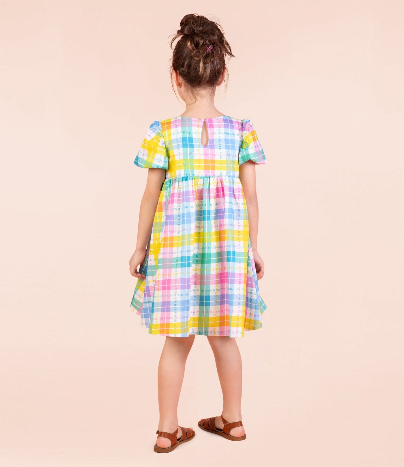 Rock Your Baby - Summer Time Plaid Puff Sleeve Dress Short Sleeve Dress Rock Your Baby 