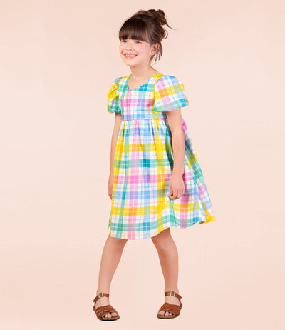 Rock Your Baby - Summer Time Plaid Puff Sleeve Dress Short Sleeve Dress Rock Your Baby 