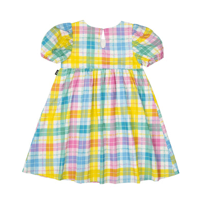 Rock Your Baby - Summer Time Plaid Puff Sleeve Dress Short Sleeve Dress Rock Your Baby 