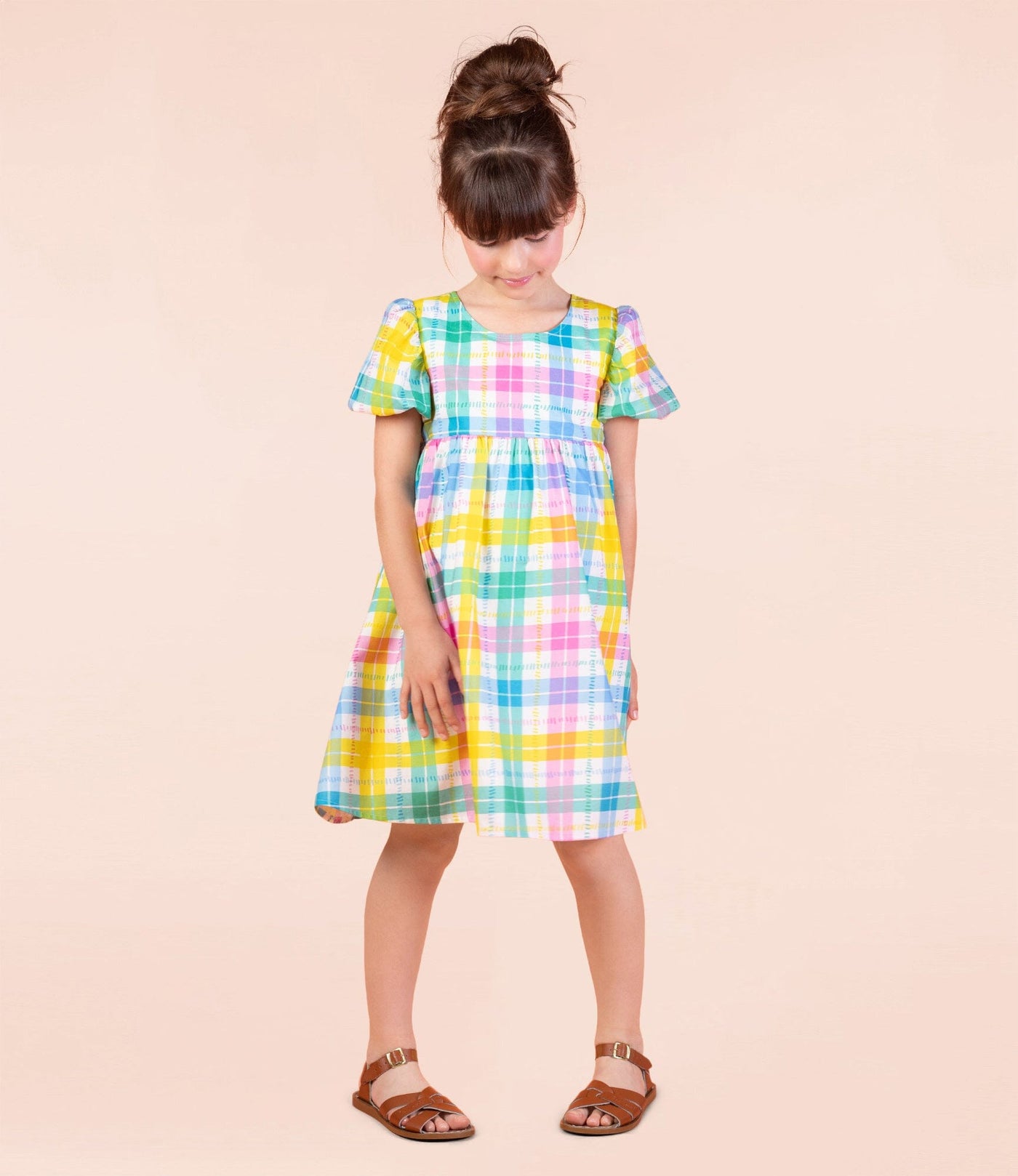 Rock Your Baby - Summer Time Plaid Puff Sleeve Dress Short Sleeve Dress Rock Your Baby 