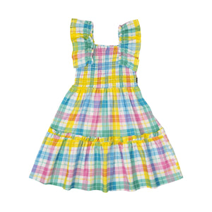 Rock Your Baby - Summer Time Plaid Shirred Dress