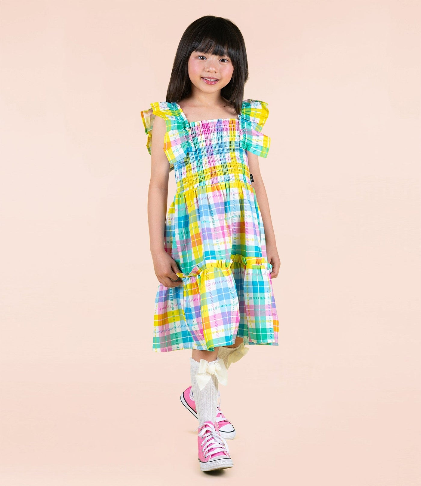 Rock Your Baby - Summer Time Plaid Shirred Dress Sleeveless Dress Rock Your Baby 