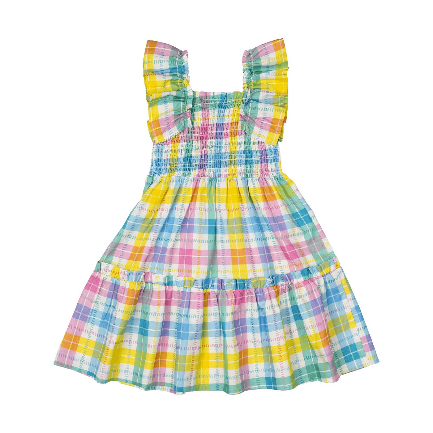 Rock Your Baby - Summer Time Plaid Shirred Dress Sleeveless Dress Rock Your Baby 