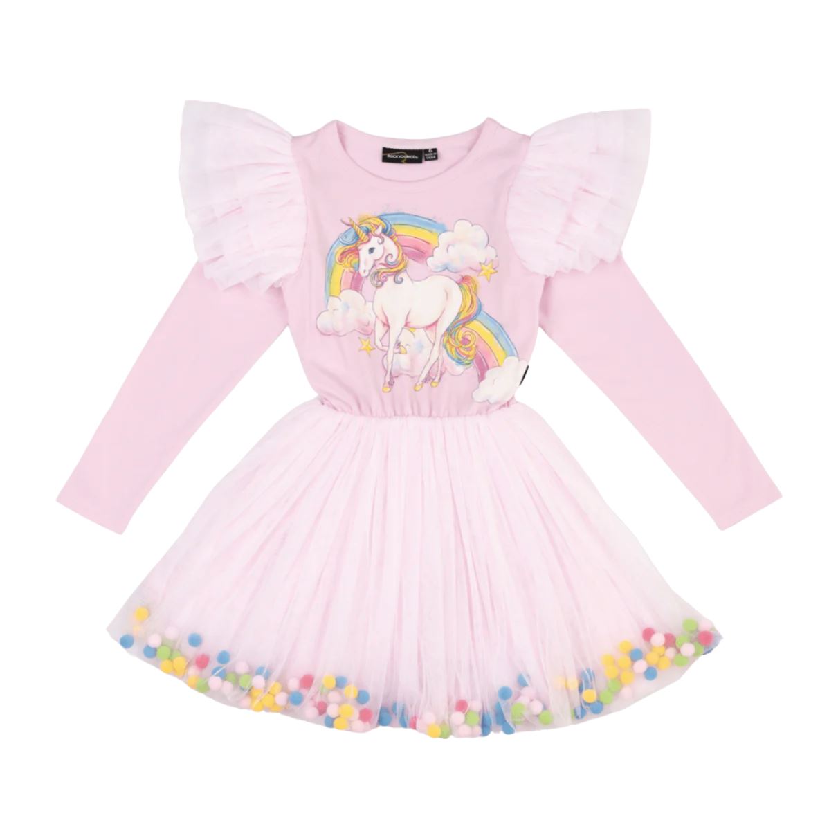 Rock Your Baby - Unicorn Rainbow Pom Pom Circus Dress Tutu Dress Rock Your Baby 