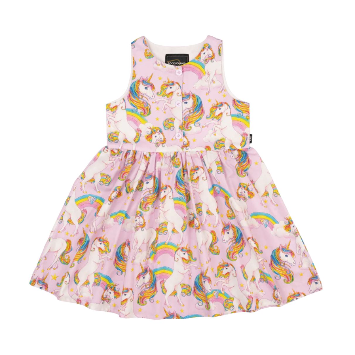 Rock Your Baby - Unicorn Rainbow Popover Dress Sleeveless Dress Rock Your Baby 