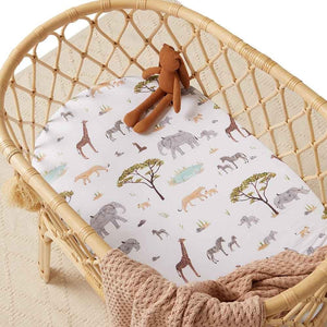 Snuggle Hunny - Organic Fitted Bassinet Sheet - Safari