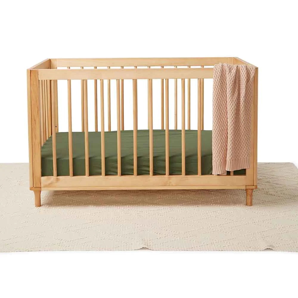 Snuggle Hunny Fitted Cot Sheet - Olive Cot Sheet Snuggle Hunny 