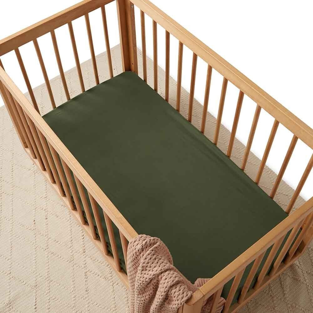 Snuggle Hunny Fitted Cot Sheet - Olive Cot Sheet Snuggle Hunny 