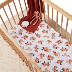 Snuggle Hunny - Organic Fitted Cot Sheet - Rosebud