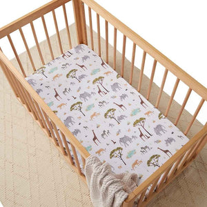 Snuggle Hunny - Organic Fitted Cot Sheet - Safari