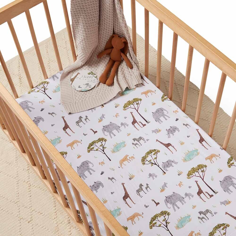 Snuggle Hunny Organic Fitted Cot Sheet Safari