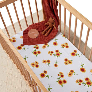 Snuggle Hunny - Organic Fitted Cot Sheet - Sunflower