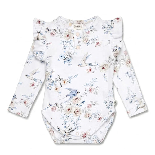 Snuggle Hunny - Long Sleeve Organic Bodysuit With Frill | Sweet Swallows
