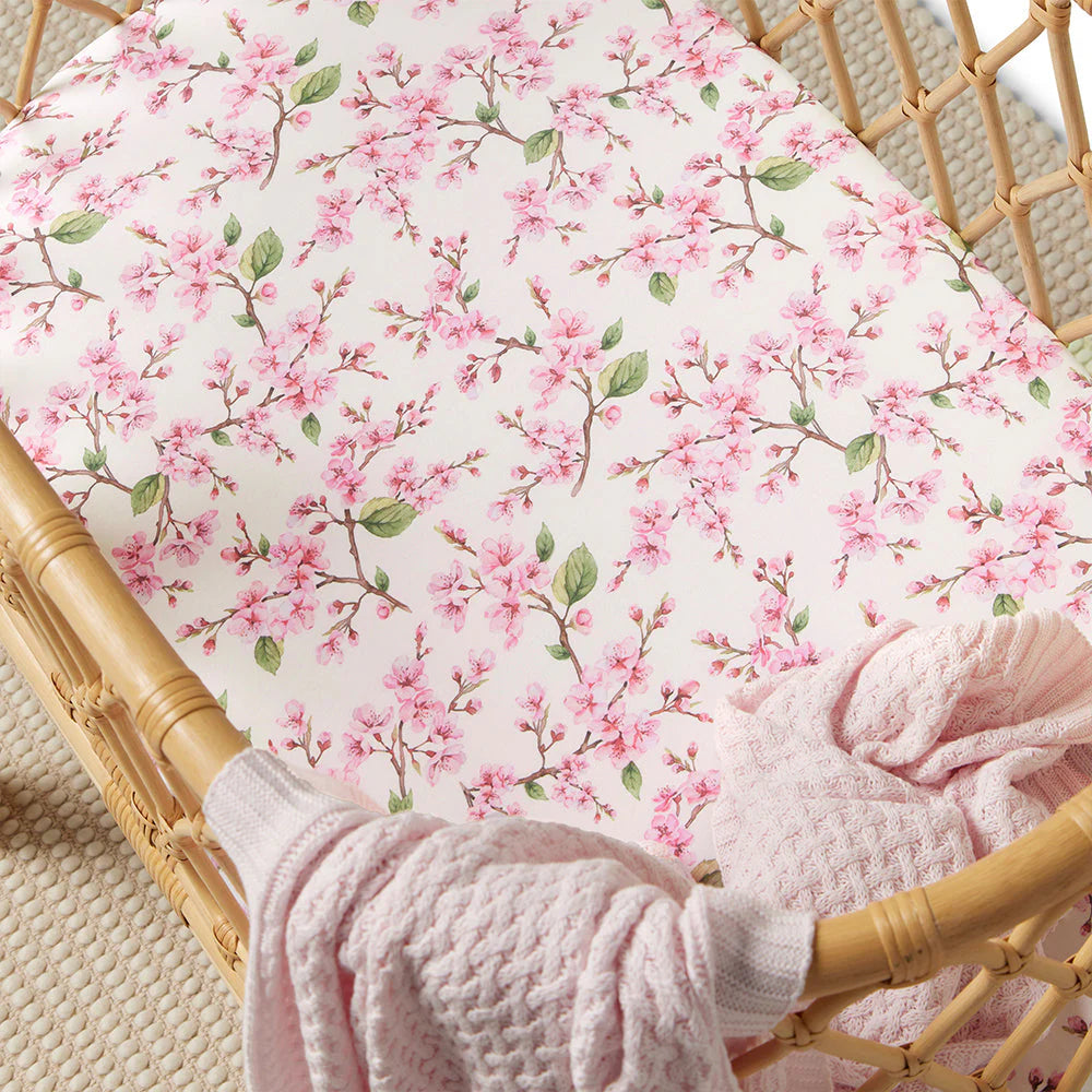 Snuggle Hunny - Organic Bassinet Sheet - Cherry Blossom Bassinet Sheet Snuggle Hunny 