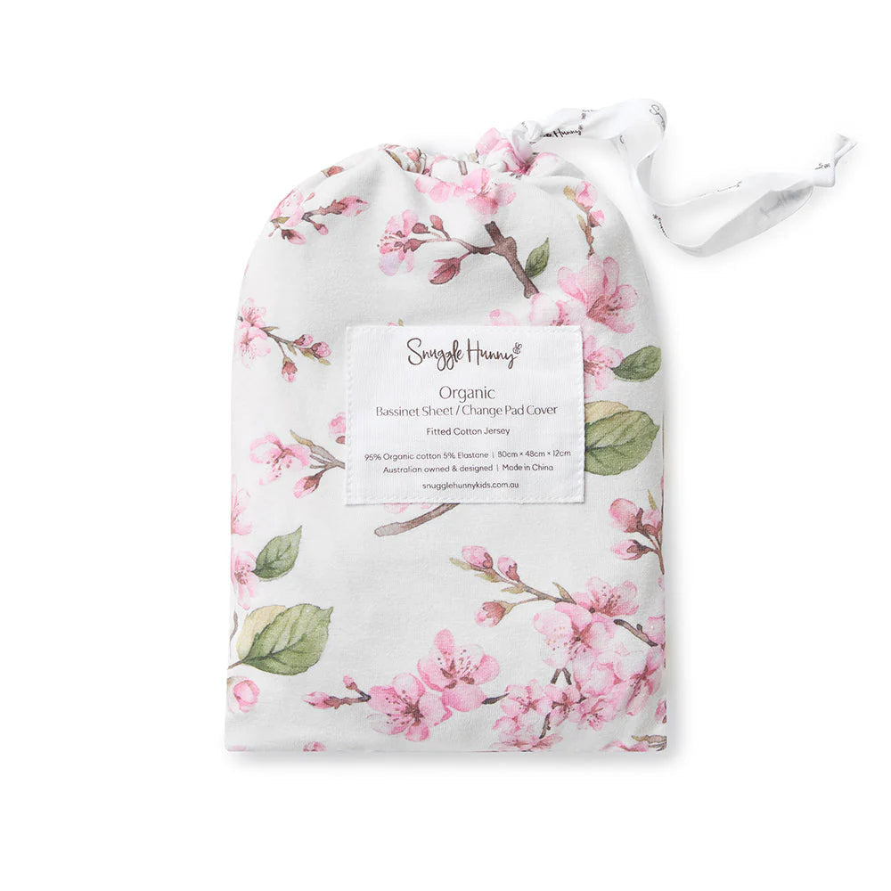 Snuggle Hunny - Organic Bassinet Sheet - Cherry Blossom Bassinet Sheet Snuggle Hunny 