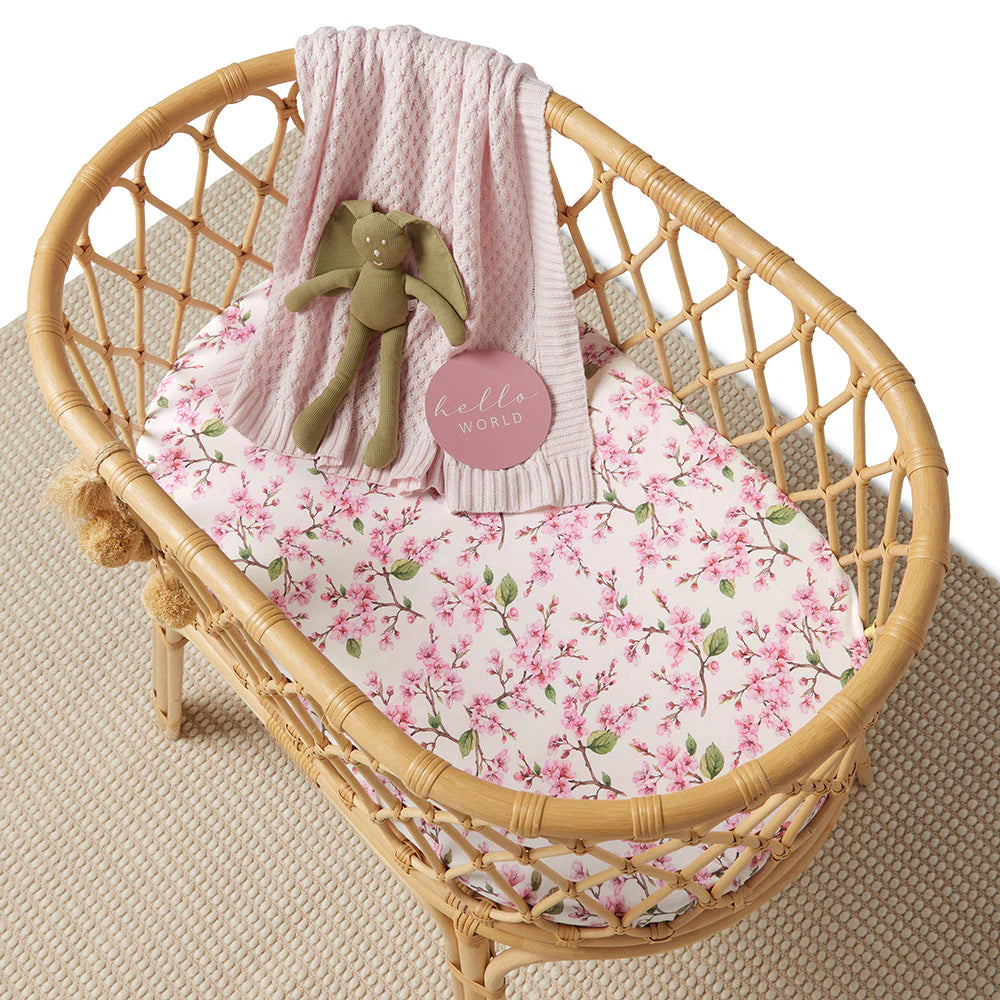 Snuggle Hunny - Organic Bassinet Sheet - Cherry Blossom Bassinet Sheet Snuggle Hunny 