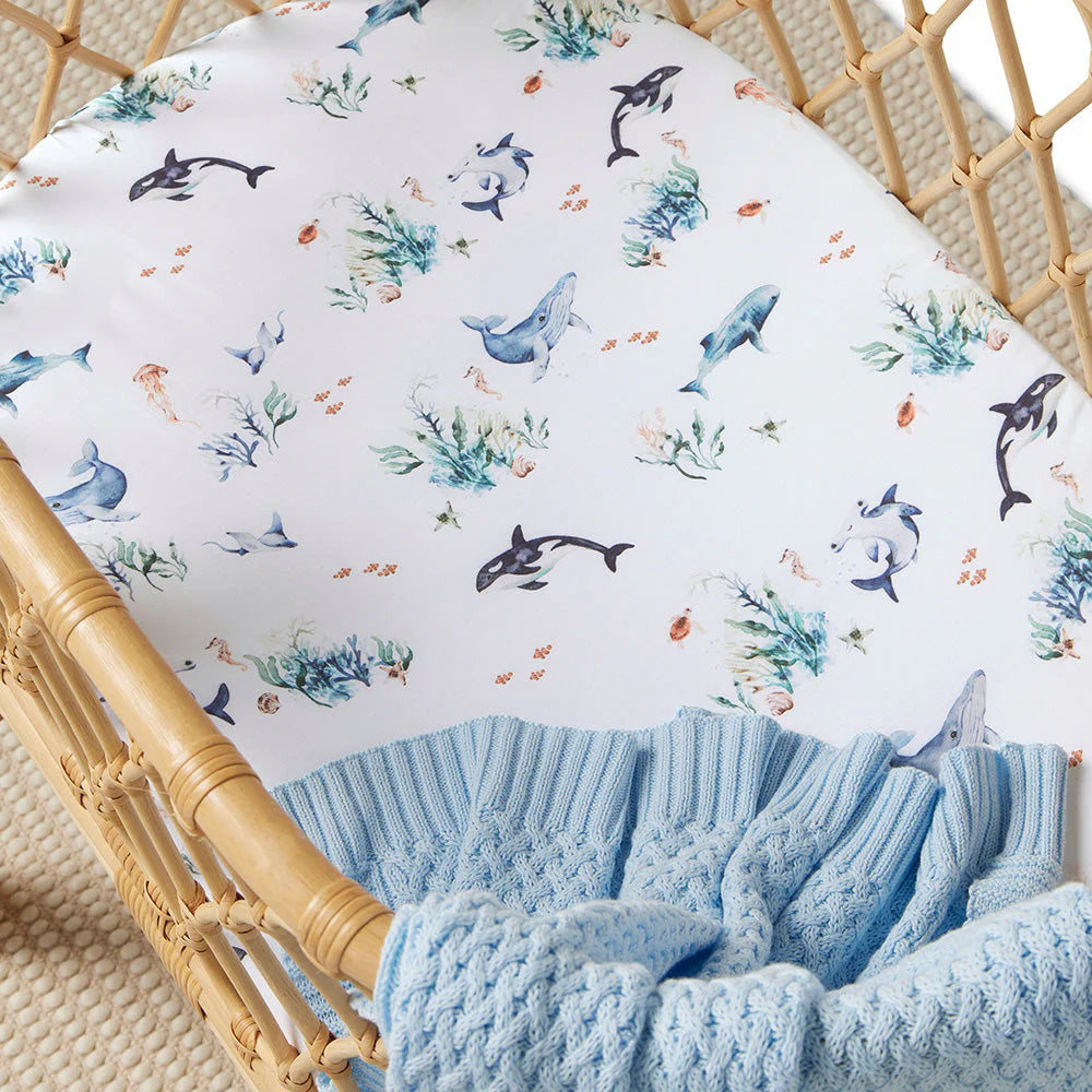 Snuggle Hunny - Organic Bassinet Sheet - Ocean Bassinet Sheet Snuggle Hunny 