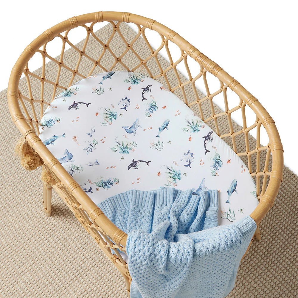 Snuggle Hunny - Organic Bassinet Sheet - Ocean Bassinet Sheet Snuggle Hunny 