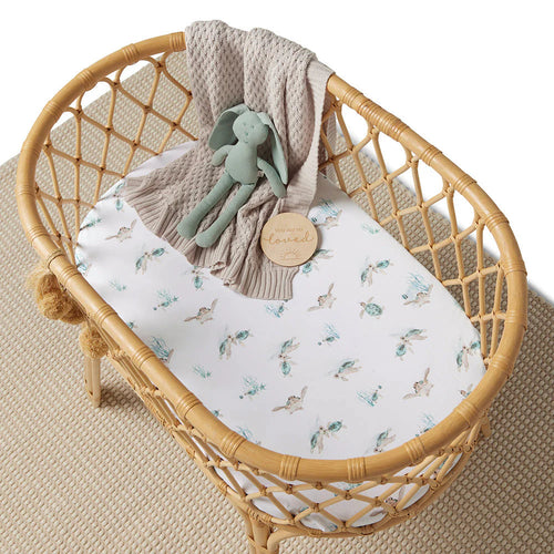 Snuggle Hunny - Organic Bassinet Sheet - Turtle