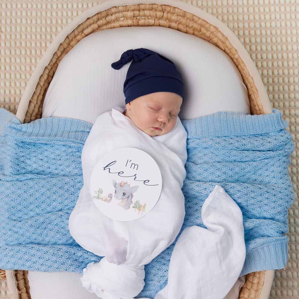 Snuggle Hunny Organic Diamond Knit Baby Blanket - Baby Blue Blanket Snuggle Hunny 