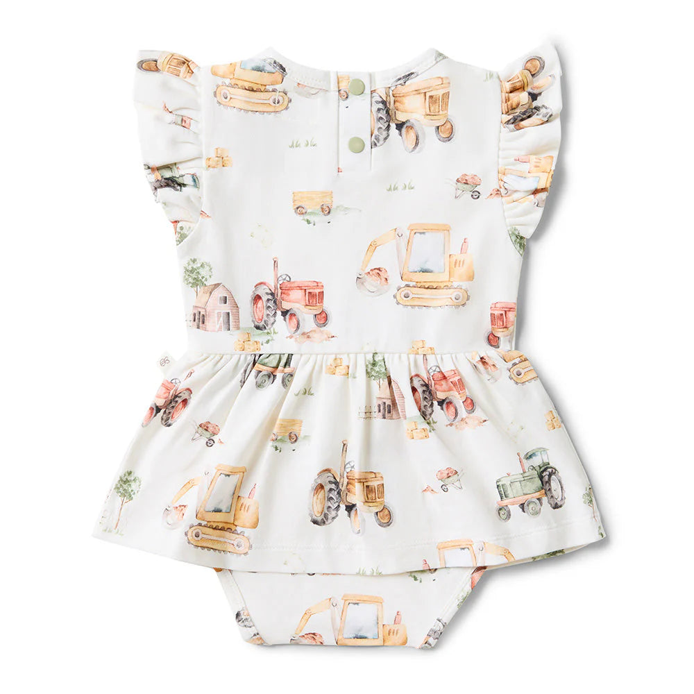 Snuggle Hunny - Organic Dress | Diggers & Tractors Short Sleeve Dress Snuggle Hunny 