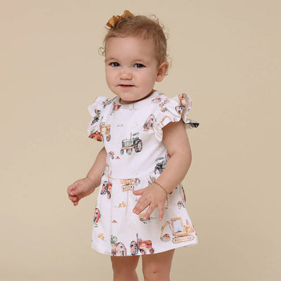 Snuggle Hunny - Organic Dress | Diggers & Tractors Short Sleeve Dress Snuggle Hunny 