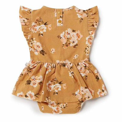 Snuggle Hunny - Organic Dress - Golden Flower Short Sleeve Dress Snuggle Hunny 