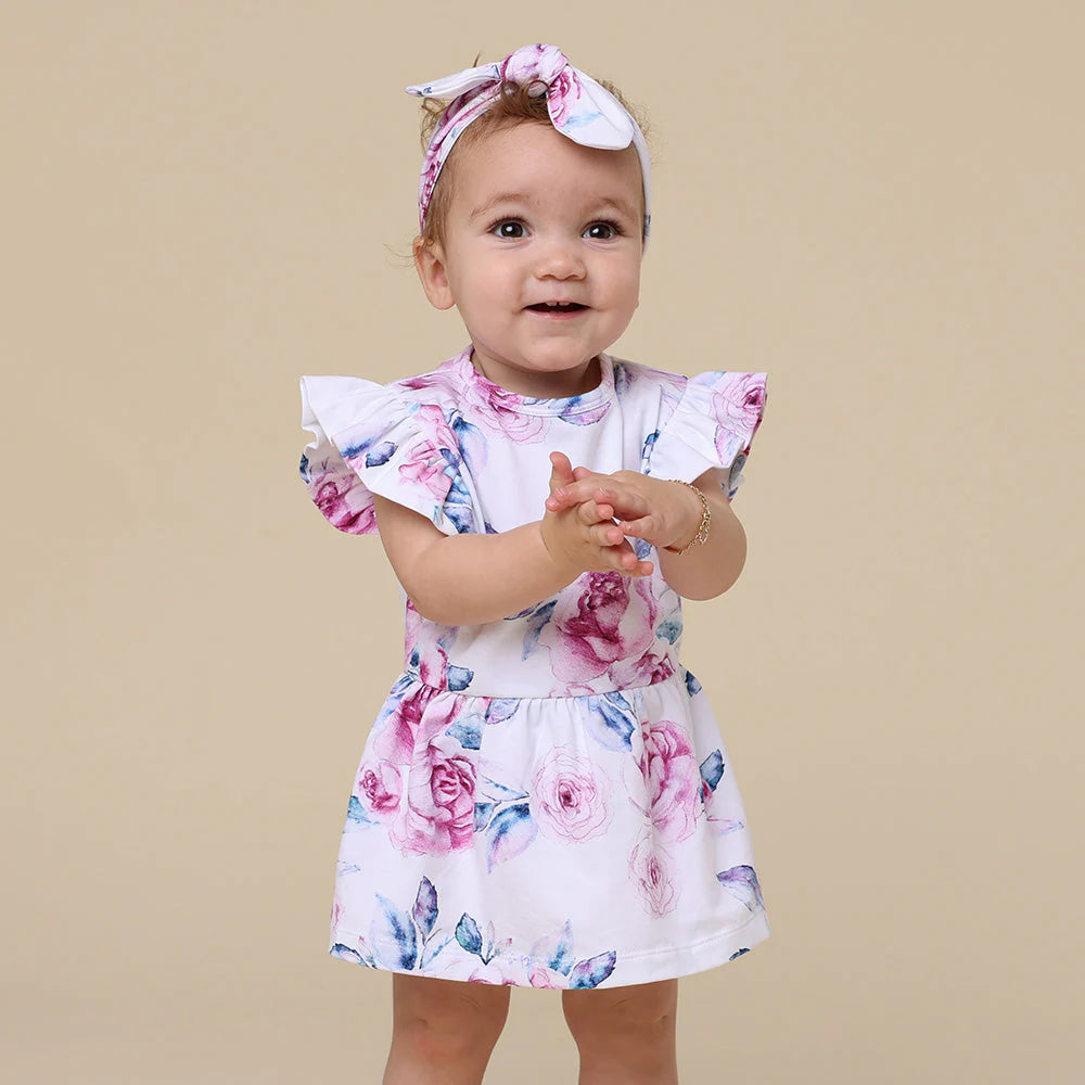 Snuggle Hunny - Organic Dress | Lilac Skies Short Sleeve Dress Snuggle Hunny 