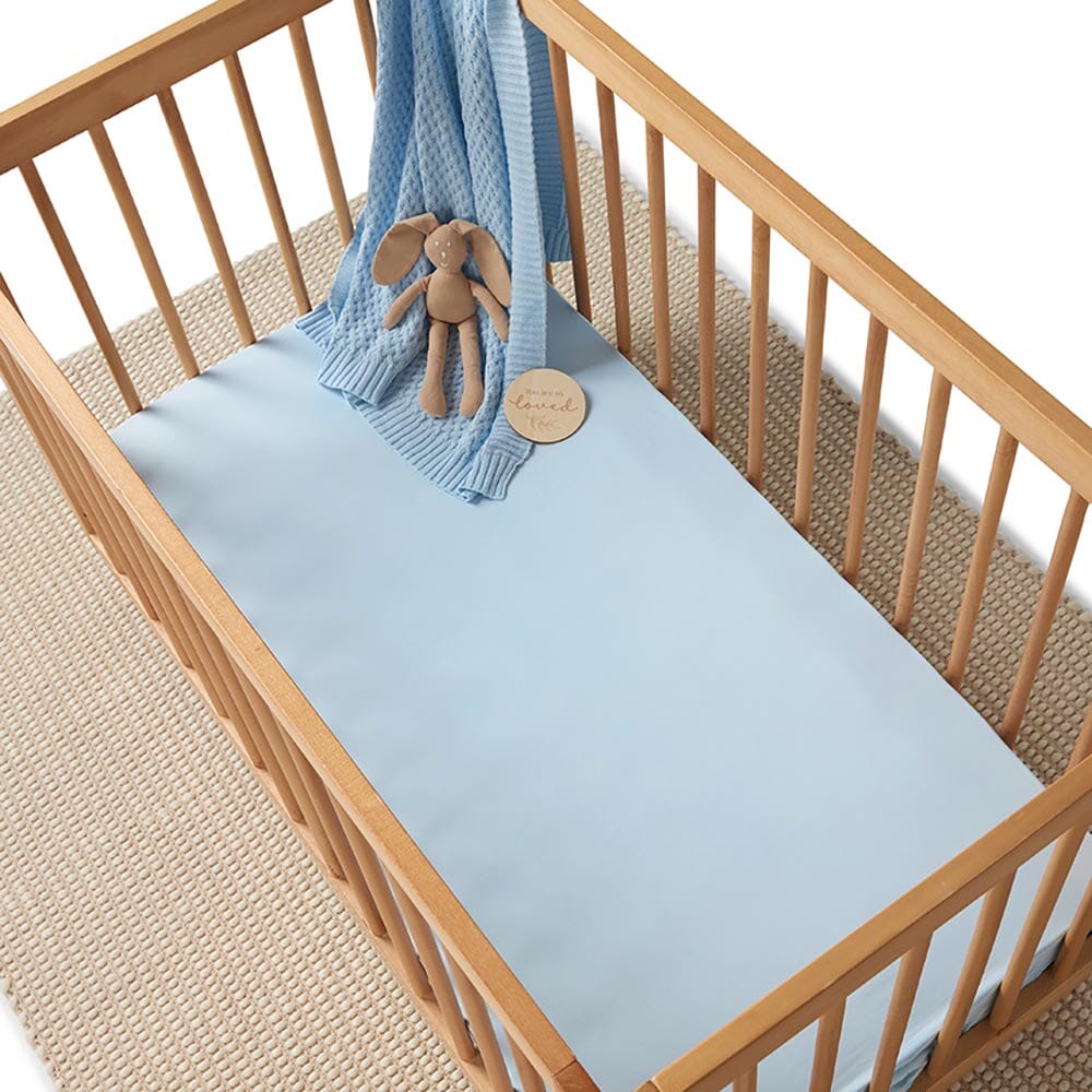 Snuggle Hunny Organic Fitted Cot Sheet - Baby Blue Cot Sheet Snuggle Hunny 