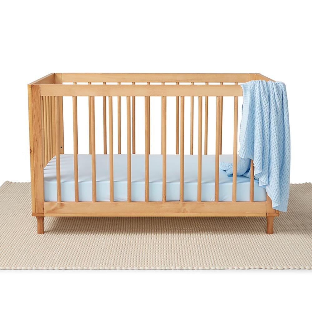 Snuggle Hunny Organic Fitted Cot Sheet - Baby Blue Cot Sheet Snuggle Hunny 