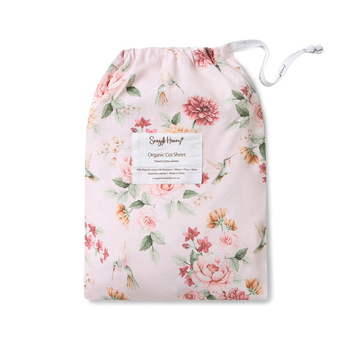 Snuggle Hunny - Organic Fitted Cot Sheet | Birds & Blooms