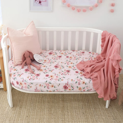Snuggle Hunny - Organic Fitted Cot Sheet | Birds & Blooms