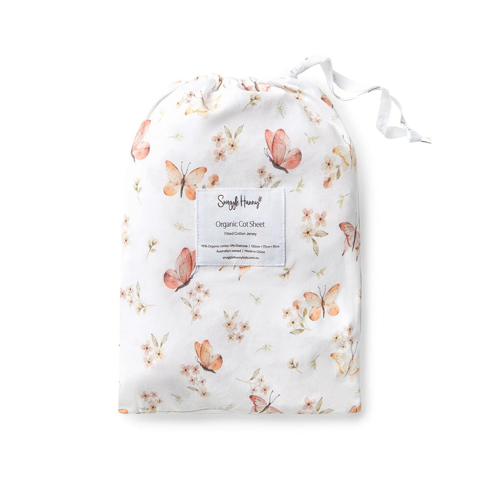 Snuggle Hunny - Organic Fitted Cot Sheet - Butterfly Cot Sheet Snuggle Hunny 